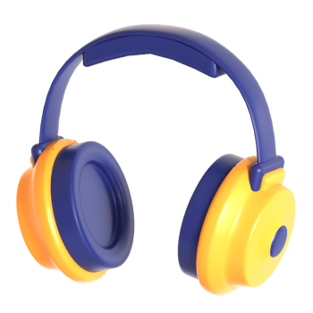 A pair of headphones with yellow and blue trim png