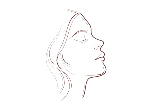 A woman's face is drawn in brown. The drawing is simple and minimalistic. The woman's face is the main focus of the image, and the brown color gives it a warm and inviting feel png
