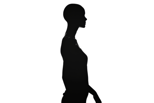 A woman is walking on a white background. The image is in black and white. The woman is wearing a black shirt and is carrying a handbag. The image has a simple and elegant feel to it png