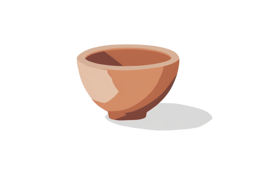 Isolated image of a simple ceramic bowl with natural tones and shadow, perfect for kitchenware and home decor concepts. png