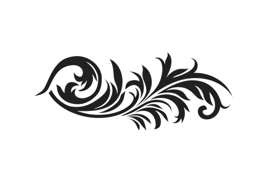 A black and white design of a flower with a curvy stem. The design is very intricate and detailed png