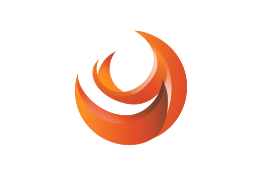 A logo with a flame and the word fire in orange png