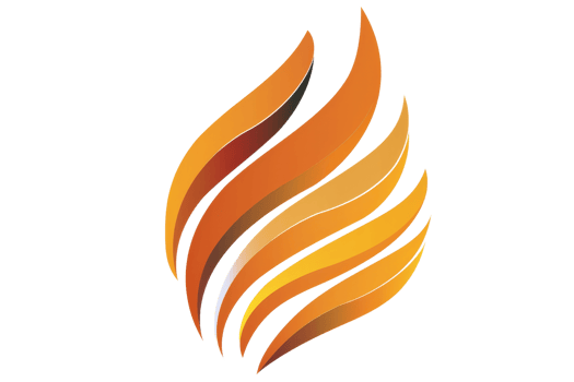 Abstract flame logo design with orange, yellow, and brown shades. Ideal for business branding, technology companies, and modern designs. png