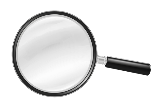 A magnifying glass is shown in a black and white photo. The image is of a simple, yet elegant design. The black and white color scheme gives the image a classic and timeless feel png