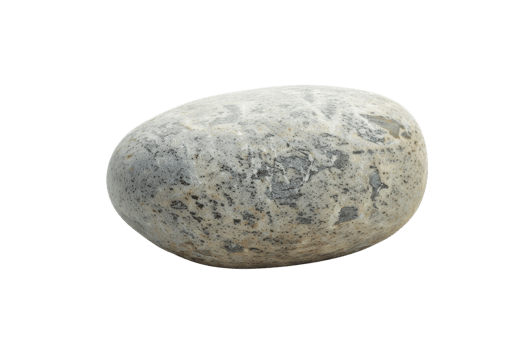 A large rock sits on a white background. The rock is grey and has a rough texture. It is a natural stone, possibly from a riverbed or a beach png