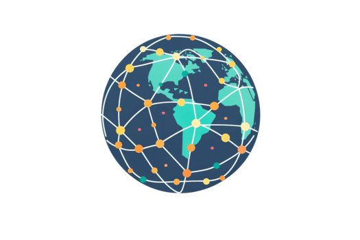 A blue and white globe with a network of lines connecting it png