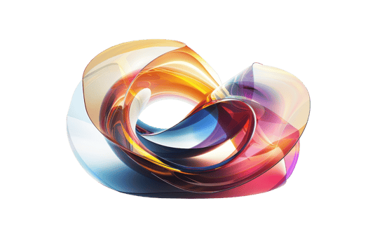 A colorful, abstract shape with a blue center and red and yellow edges. The shape is curved and he is a spiral png