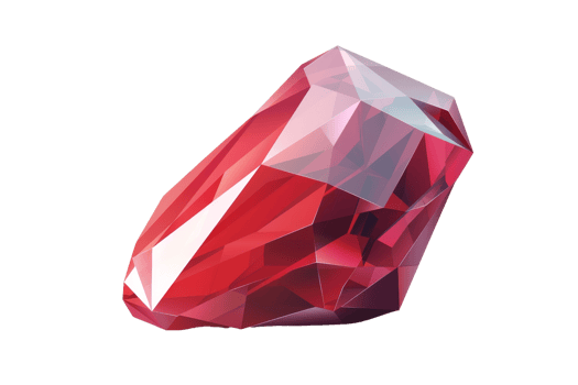 A red crystal is shown in a white background. The crystal is a rough, jagged shape with a pointed top. The image has a sense of mystery and intrigue png