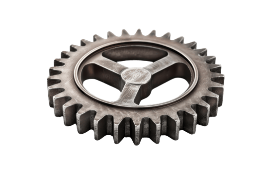 A rusty gear with three teeth. The gear is old and worn, but it still has some life left in it. The image has a vintage feel to it, and it evokes a sense of nostalgia for a bygone era png