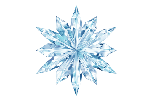 A large blue crystal snowflake with a white background. The snowflake is very large and has a very bright blue color png
