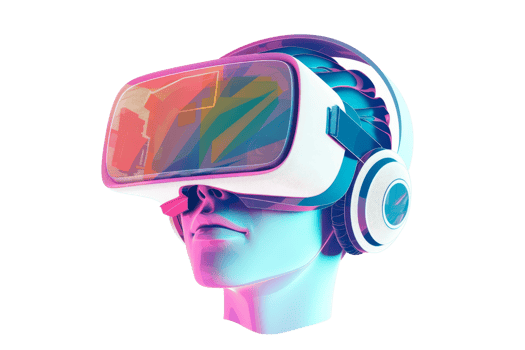 A man wearing a virtual reality headset. The headset is designed to give the user a virtual reality experience png