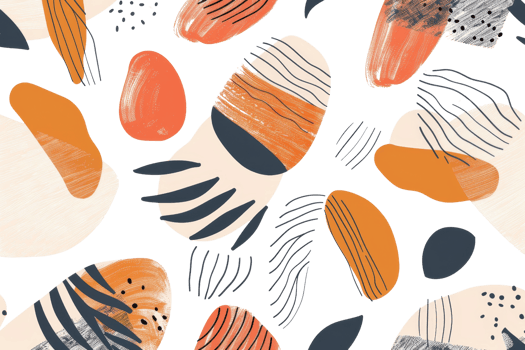 Abstract modern pattern with orange and black shapes, perfect for creative backgrounds, textiles, and digital designs. png