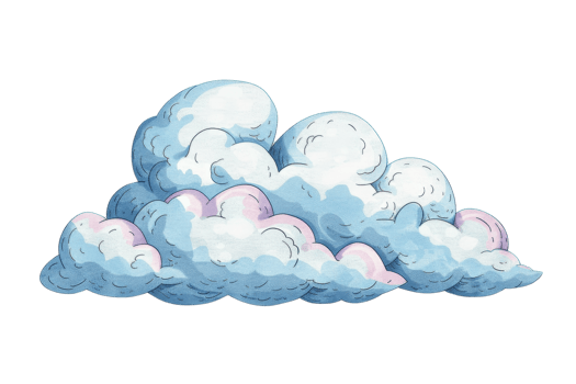 A cloud with a pinkish hue. The cloud is white and has a blue tint. The sky is clear and the cloud is the main focus of the image png
