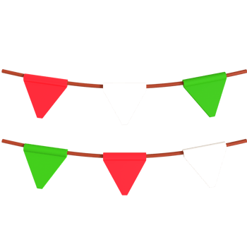 A group of red, green and white flags on a string png