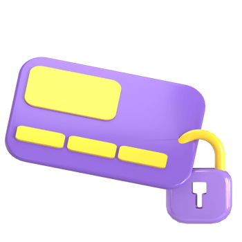 A purple credit card with a lock on it png