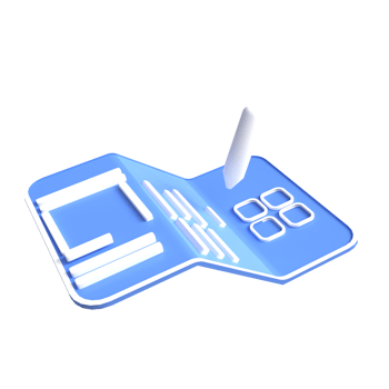 A blue wallet with a pen and a phone png
