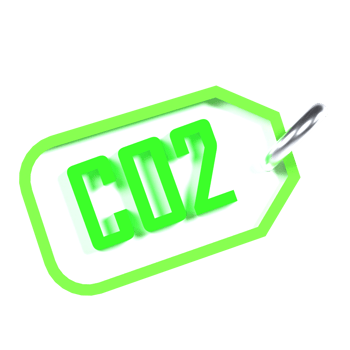 A green tag with the word co2 on it png