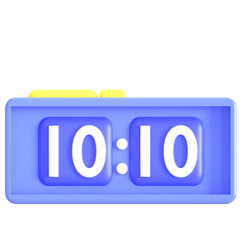 A blue clock with the words 10 10 on it png