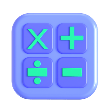 A calculator icon with green and blue symbols png
