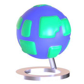 A 3d model of a globe with a metal stand png