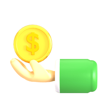 A hand holding a dollar coin on a black background png