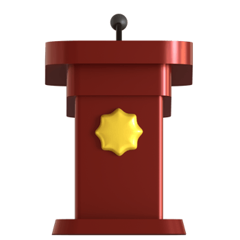 A podium with a star on top and a microphone png