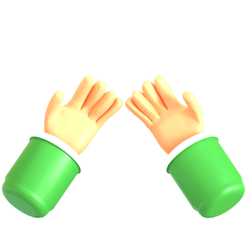 Two green hands with one holding up a green object png
