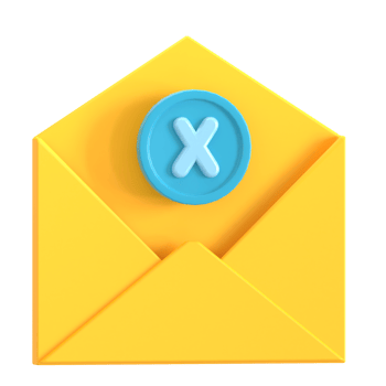 An envelope with a blue x on it png