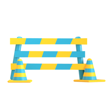 A barrier with cones and a barrier png