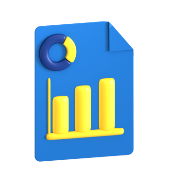 A blue folder with a yellow bar chart on it png