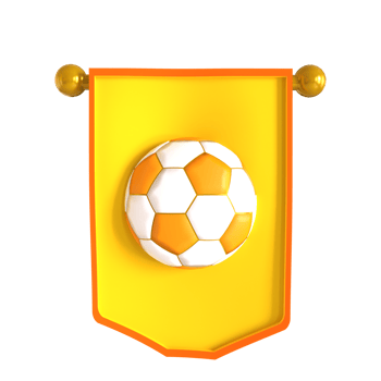 A soccer ball on a yellow banner png