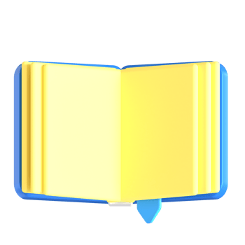 A yellow open book with blue pages png