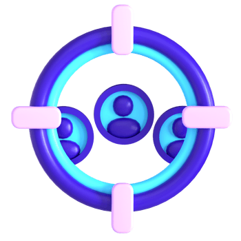 A blue and purple circle with people in it png