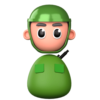 A cartoon soldier with a green helmet png