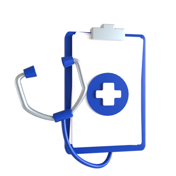 A stethoscope and clipboard with a medical symbol png