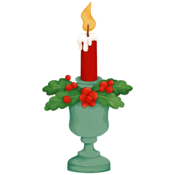 Retro Christmas Candle in Old-Fashioned Holder with Vintage Holiday Ambiance png