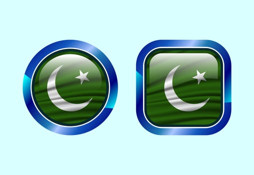 Glossy flag button of Pakistan, High quality web button design vector