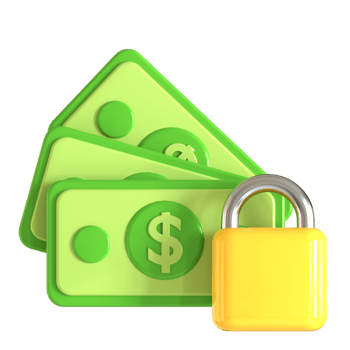 A padlock and money on a black background png