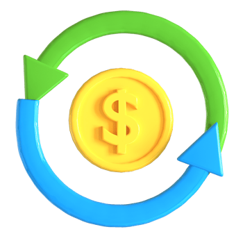 A dollar coin and arrow pointing to it png