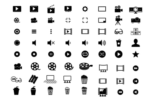 Big Set of Cinema icons . Movie, film, , and more icon for apps and websites, Cinema symbol illustration collections vector
