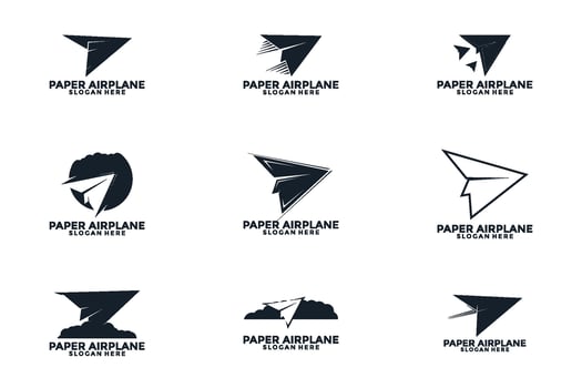 Set of paper plane logo icon illustration vector