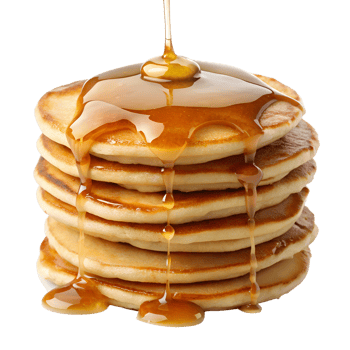 Pancakes with syrup being poured over them png