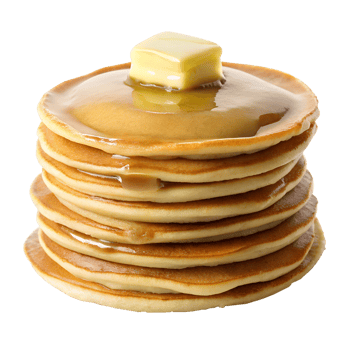 Pancakes with butter and syrup on top png