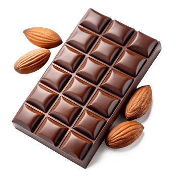 Chocolate bar with almonds on top png