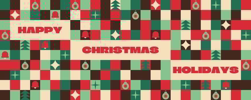 Modern Christmas holiday banner with geometric shapes in minimalist style vector