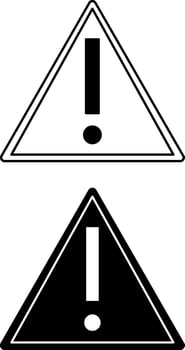 Signs Generic Caution. Black and White Icons. Exclamation mark. Danger Warning Sign, Risk in a Specific Area vector