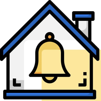 A house with a bell and a bell icon vector