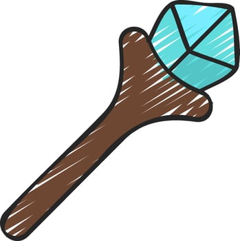 A wooden stick with a blue crystal on it vector