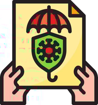 A person holding a document with an umbrella on it vector