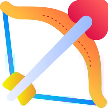 A bow and arrow icon with a heart vector